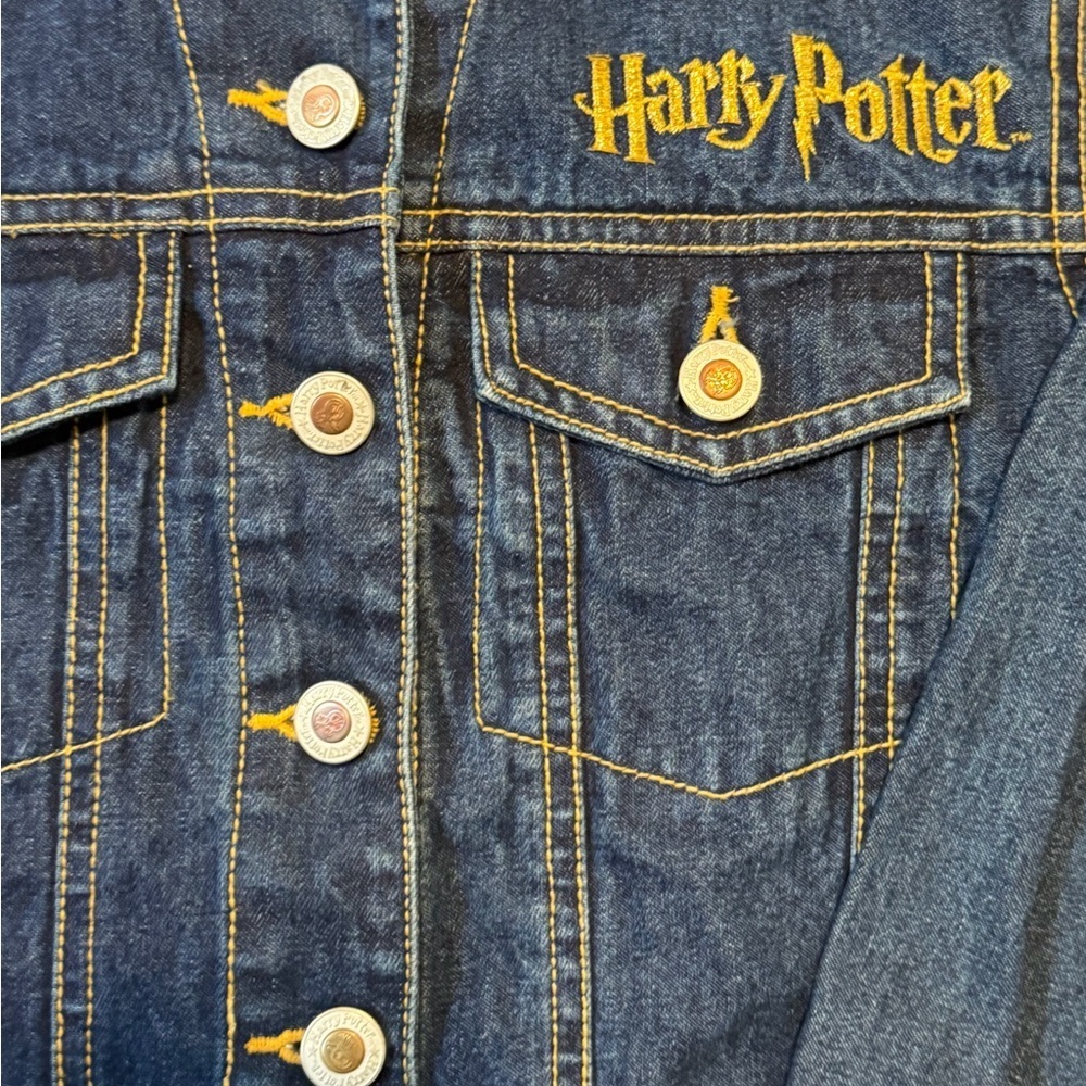 Vintage Harry Potter Denim Jacket Youth M (10โ12) | Y2K Rhinestone Golden Snitch - Picture 3 of 10
